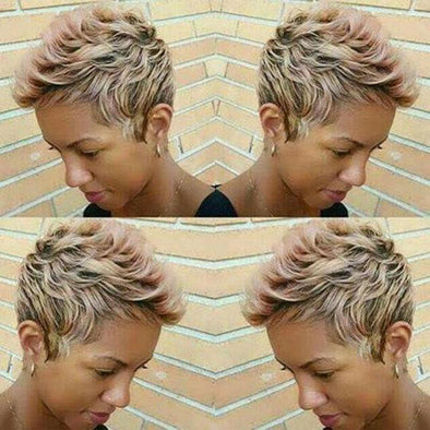 Short Straight Wig Spiky Pixie Layered Boycut for Women