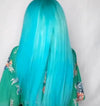 Sky blue long straight hair