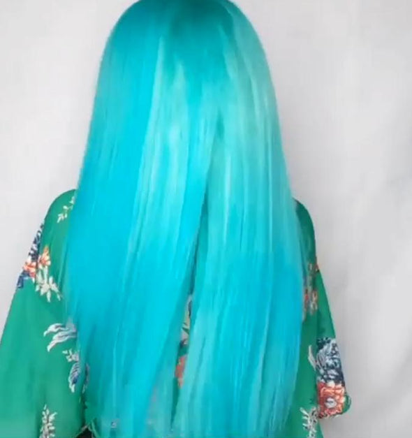 Sky blue long straight hair