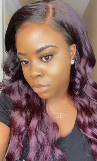 Fashionable wave purple wig easy to wear