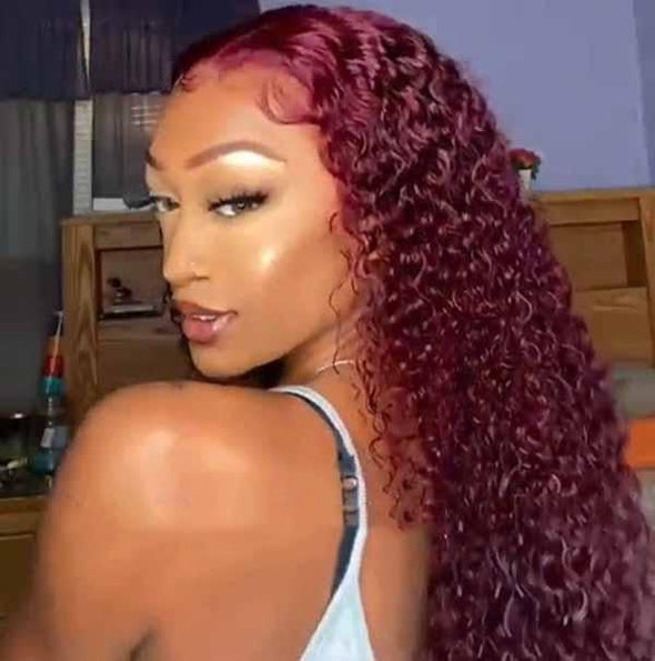 Red Wigs Straight Hair And Body Wave Closure Wigs Curly Wigs