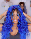 Blue Glueless Hand Stitched High End Quality Wigs-140%(Extra Thick As In Video)-15
