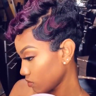 Sassy Short Curly Layered Hair Wig with Bangs for Women-140%