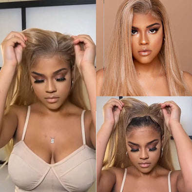 Golden glamorous big wave wig-140%