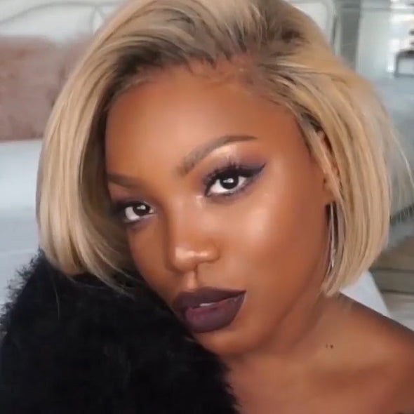 Blonde bob hair— 140%(Extra Thick As In Video)
