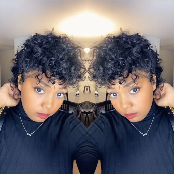 Short Summer Curly Afro Glueless Wig for Women