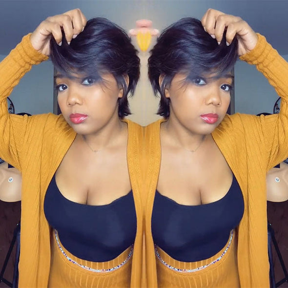 Black Fashion Pixie Cut Wig for Women Bob Wig