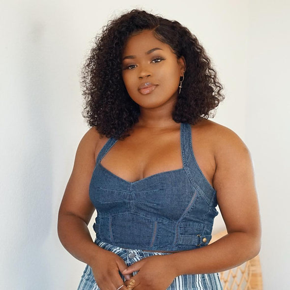 Black Curly Wave Wig for Black Women