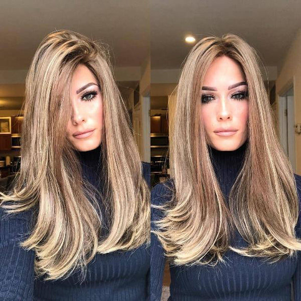 Medium long blond hair