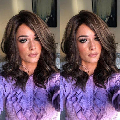 Beauty brown short wavy hair