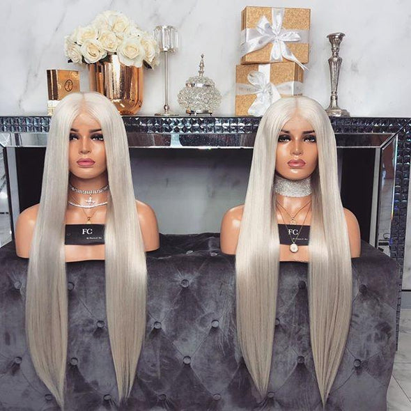 Long Silver Straight wig