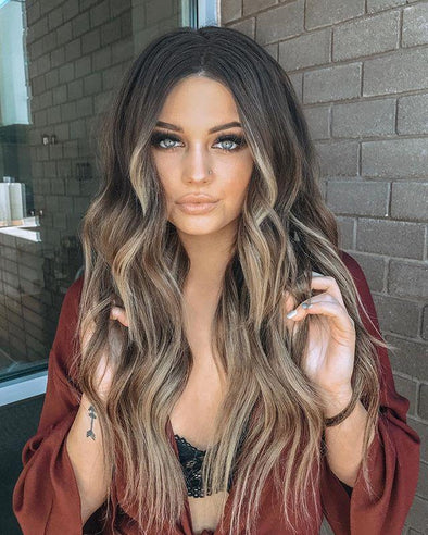 Caramel long curly hair
