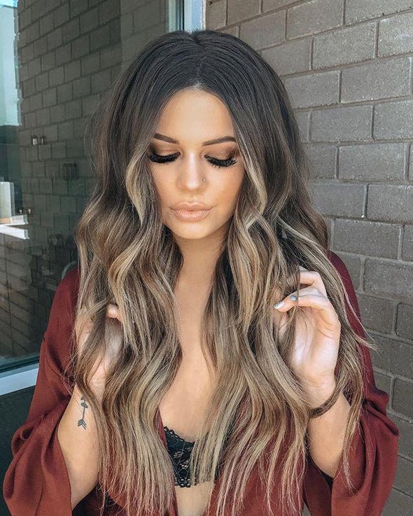 Caramel long curly hair