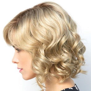 Golden short curly hair
