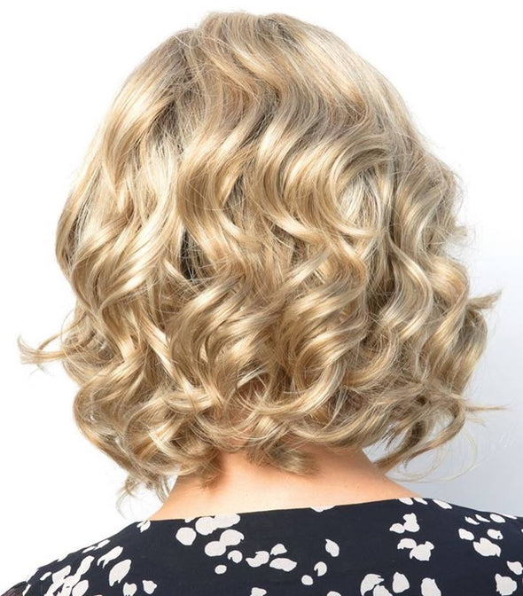 Golden short curly hair