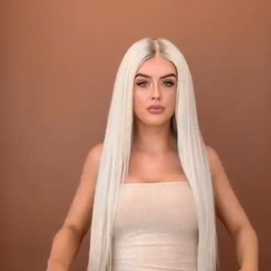 Long Silver Straight wig-140%