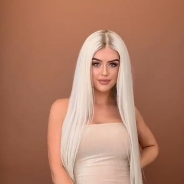 Long Silver Straight wig-140%