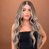 Gray long wavy wig