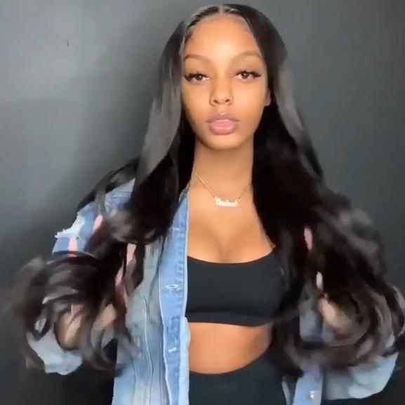 Kyller Long black wave wig— 140%(EXTRA THICK AS IN VIDEO)