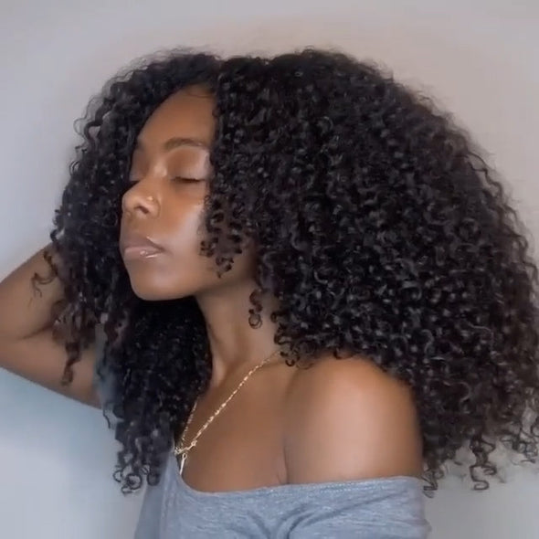 Black kinky wave bob short wig