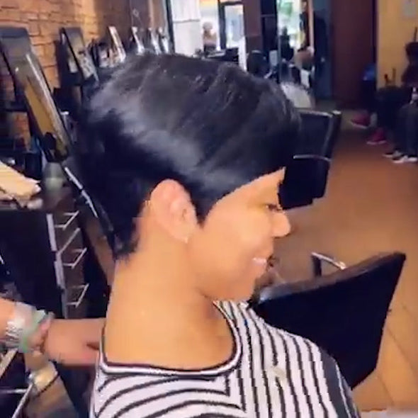 Short Layered Straight Cropped Wig for Black Women-140%