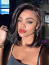 Black wig medium length casual bob cut