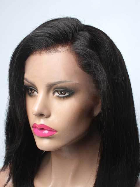 Black wig medium length casual bob cut