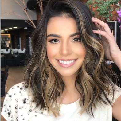 Brown Gold shoulder short hair— 140%(EXTRA THICK AS IN VIDEO)