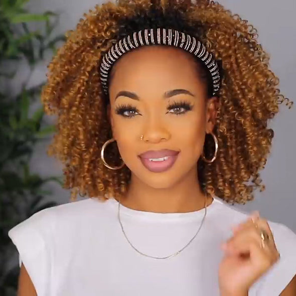 Light Brown Natural Curly Wig-140%(EXTRA THICK AS IN VIDEO)