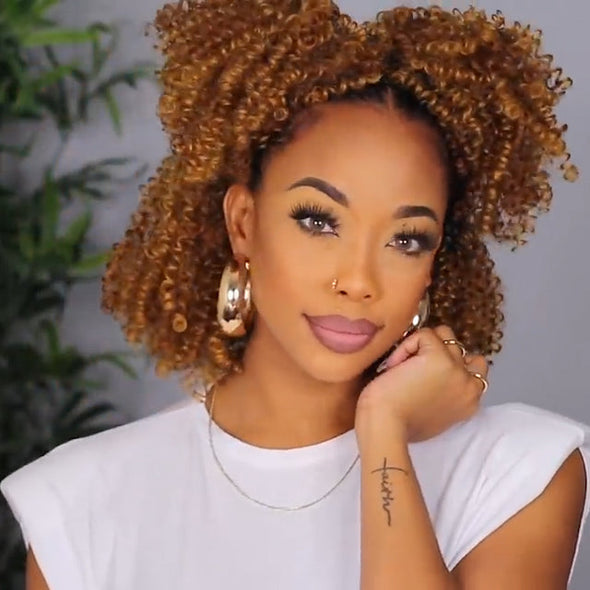 Light Brown Natural Curly Wig-140%(EXTRA THICK AS IN VIDEO)