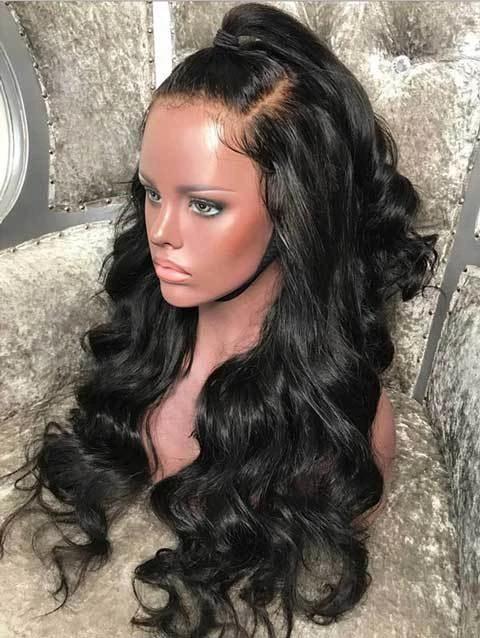 Black Wave Prepluck Glueless Fashion Virgin Hair Body Wave Wigs