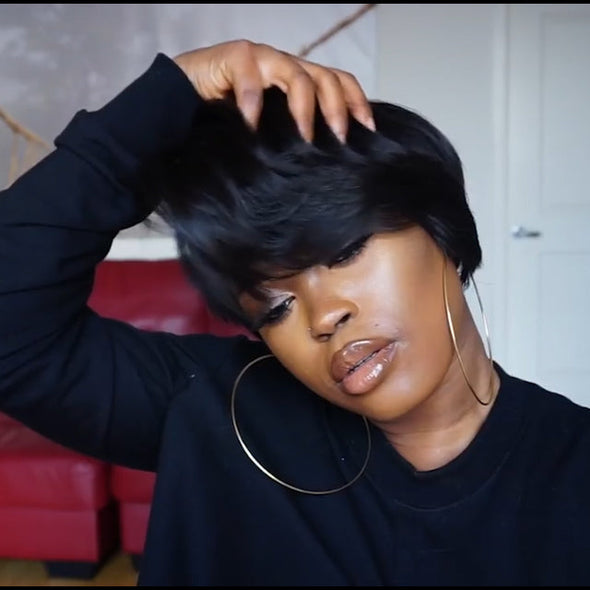 Celebrity Style Pixie Short Cut Bob WIG-140%(Extra Thick As In Video)