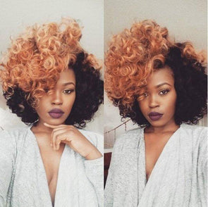 African American Short Curly Hair Wig with Bangs