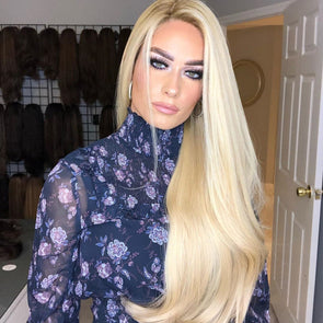 Golden glamorous big wave wig