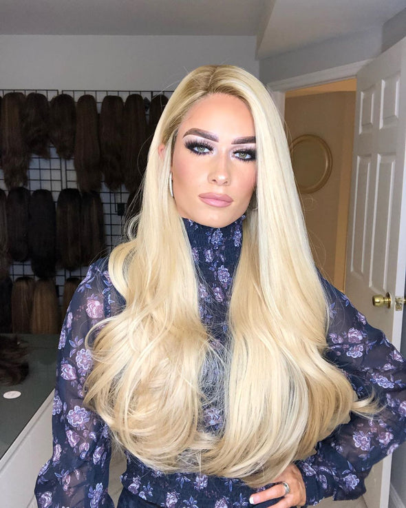 Golden glamorous big wave wig