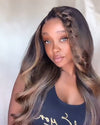Fashionable wave highlighting brown wig easy to wear