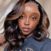 Mid-length Wave Brazilian Wigs Black with Brown Hair