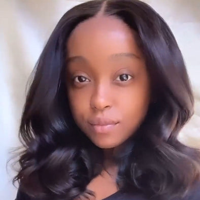 16" Shoulder Glueless Black Wig