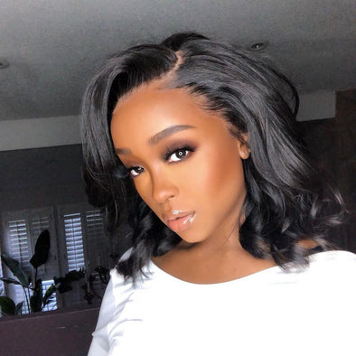 16" Glueless Black Short Wave Wig