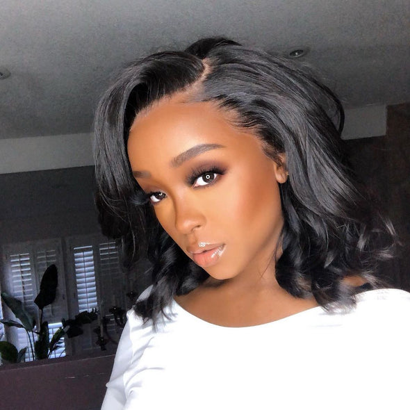 16" Glueless Black Short Wave Wig
