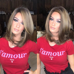 chic brown short straight wig
