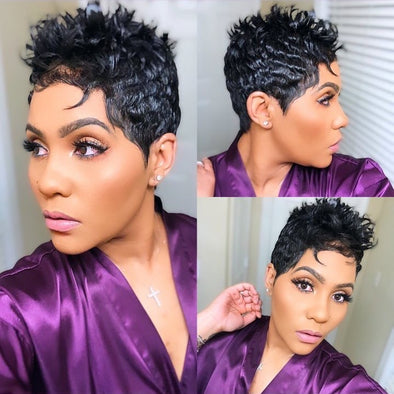 Black Hair Pixie Cut Wig