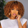 Light Brown Natural Curly Wig-140%(EXTRA THICK AS IN VIDEO)