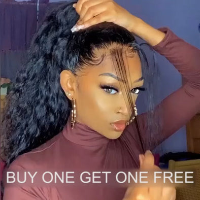 Natural Black Glueless Deep Curly Wig-140%