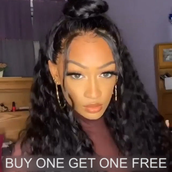 Natural Black Glueless Deep Curly Wig-140%