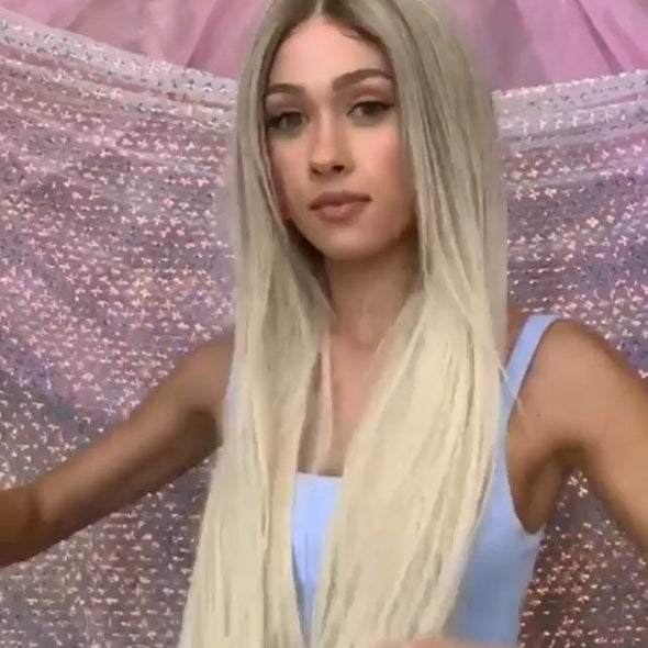 Glamorous Straight Light Gold Long Wig—140%(Extra Thick As In Video)