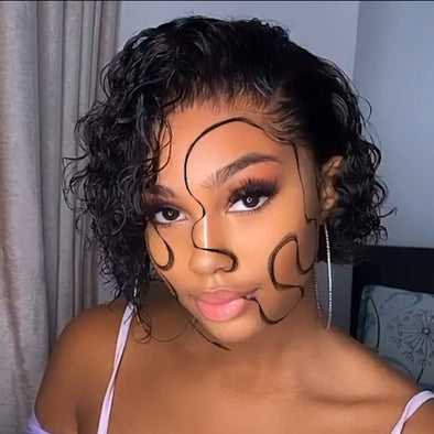 Sassy Chin Length Curly Bob Hair Wig-140%