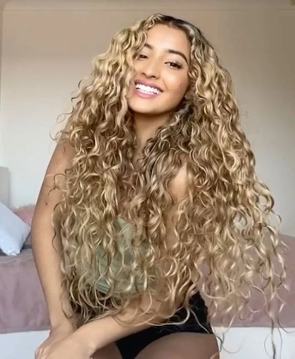 Champagne curls wig-140%(EXTRA THICK AS IN VIDEO)