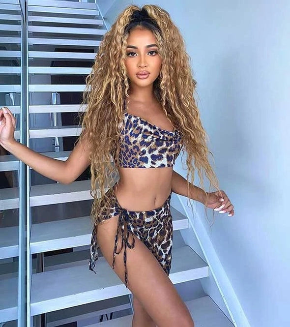 Brown wave curl long hair-140%(EXTRA THICK AS IN VIDEO)