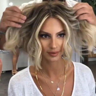 white blone short curly wig